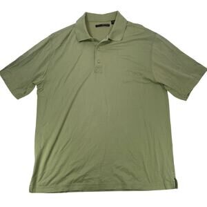 Greg Norman Shark Polo Shirt Mens L Green Cotton Ribbed Short Sleeve Golf